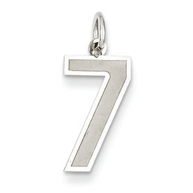 14K White Gold Medium Satin Number 7 Charm