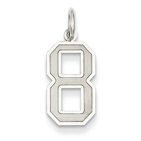 14K White Gold Medium Satin Number 8 Charm