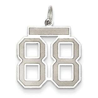 14K White Gold Medium Satin Number 88 Charm