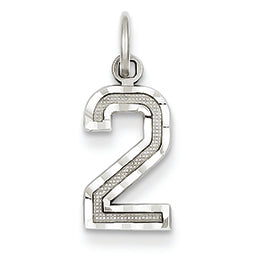 14K Goldw Casted Small Diamond Cut Number 2 Charm