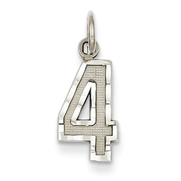 14K Goldw Casted Small Diamond Cut Number 4 Charm
