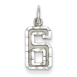 14K Goldw Casted Small Diamond Cut Number 6 Charm