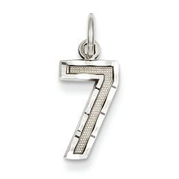14K Goldw Casted Small Diamond Cut Number 7 Charm