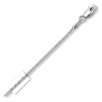 14K Solid White Gold Round Wheat Chain 0.9mm thick 18 Inches