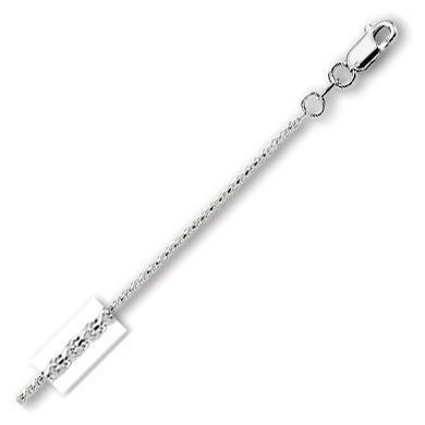 14K Solid White Gold Round Wheat Chain 1.2mm thick 20 Inches