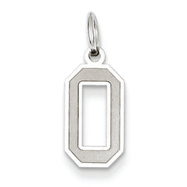 14K White Gold Small Satin Number 0 Charm