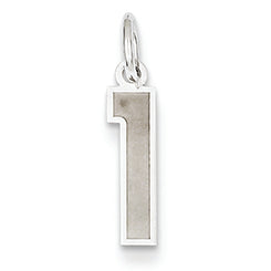 14K White Gold Small Satin Number 1 Charm
