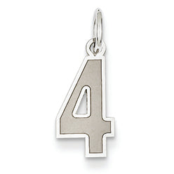 14K White Gold Small Satin Number 4 Charm