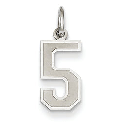 14K White Gold Small Satin Number 5 Charm