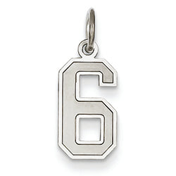 14K White Gold Small Satin Number 6 Charm