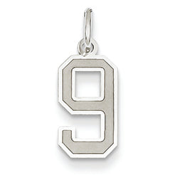14K White Gold Small Satin Number 9 Charm