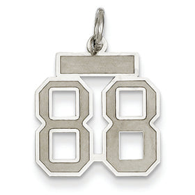 14K White Gold Small Satin Number 88 Charm