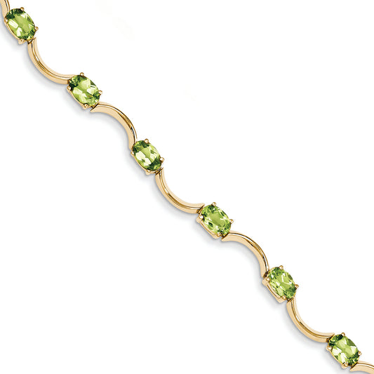 5.3 Carat 14K Gold Peridot Bracelet