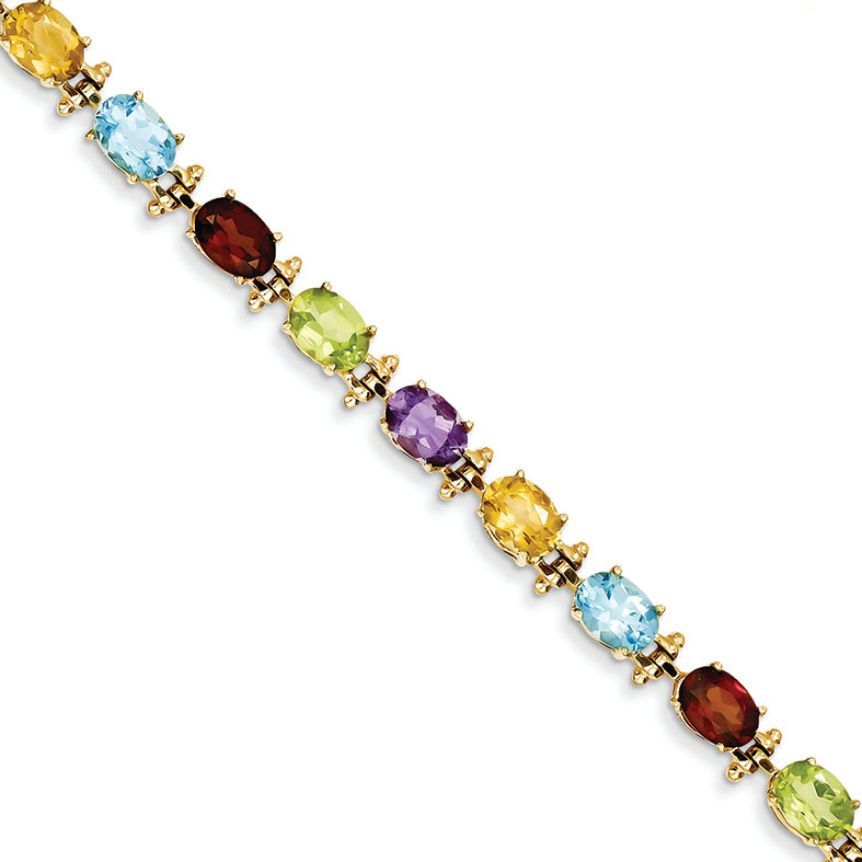 14.7 Carat 14K Gold  Rainbow Gemstone Bracelet
