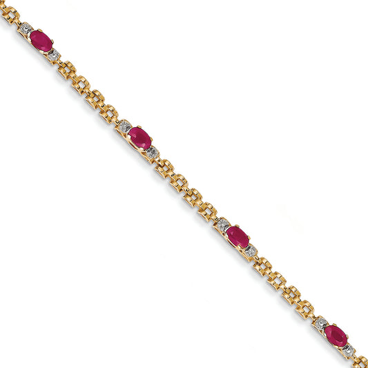 1.3 Carat 14K Gold Diamonds & Rubies Completed Fancy Diamond/Ruby Bracele