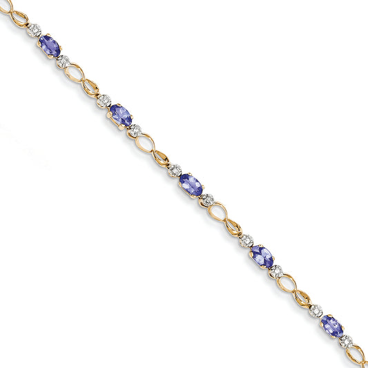 1.8 Carat 14K Gold Completed Open-Link Diamond/Tanzanite Bracelet