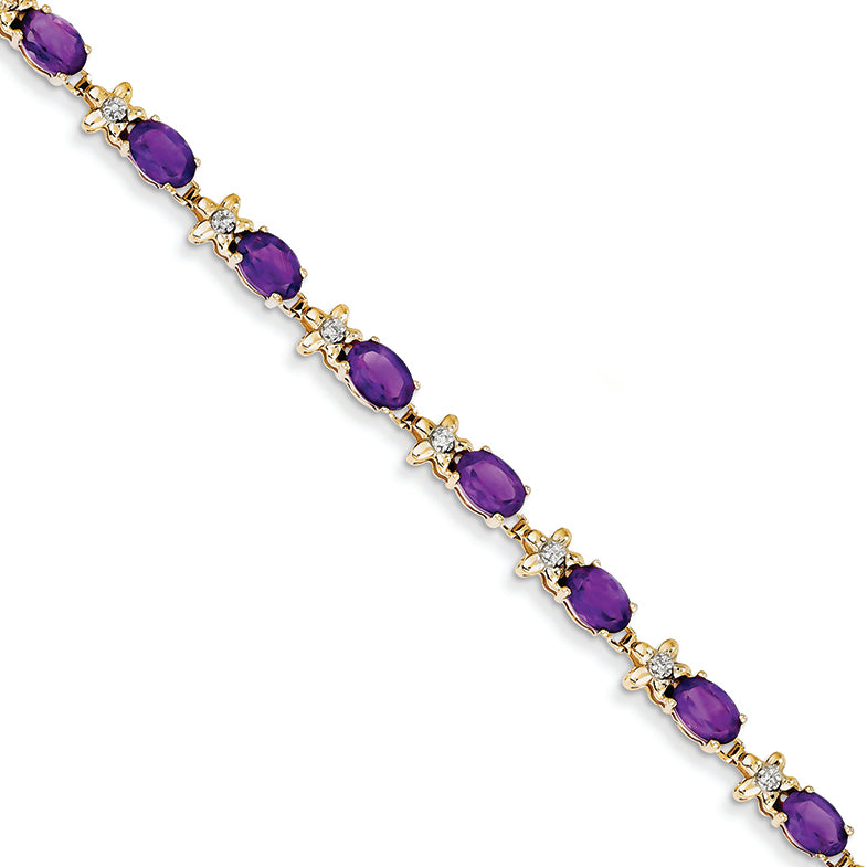5.2 Carat 14K Gold Completed Fancy Floral Diamond/Amethyst Bracelet