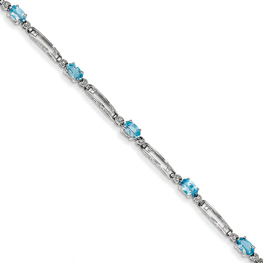 1.8 Carat 14K White Gold Completed Fancy Diamond/Blue Topaz Brace