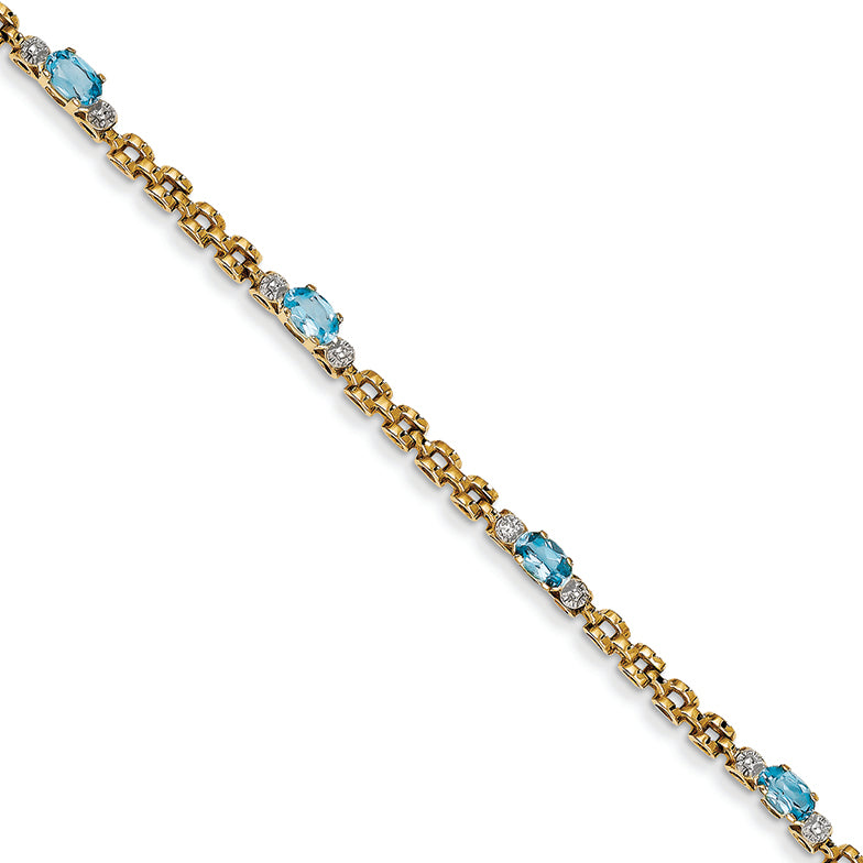1.1 Carat 14K Gold Completed Fancy Diamond/Blue Topaz Bracelet