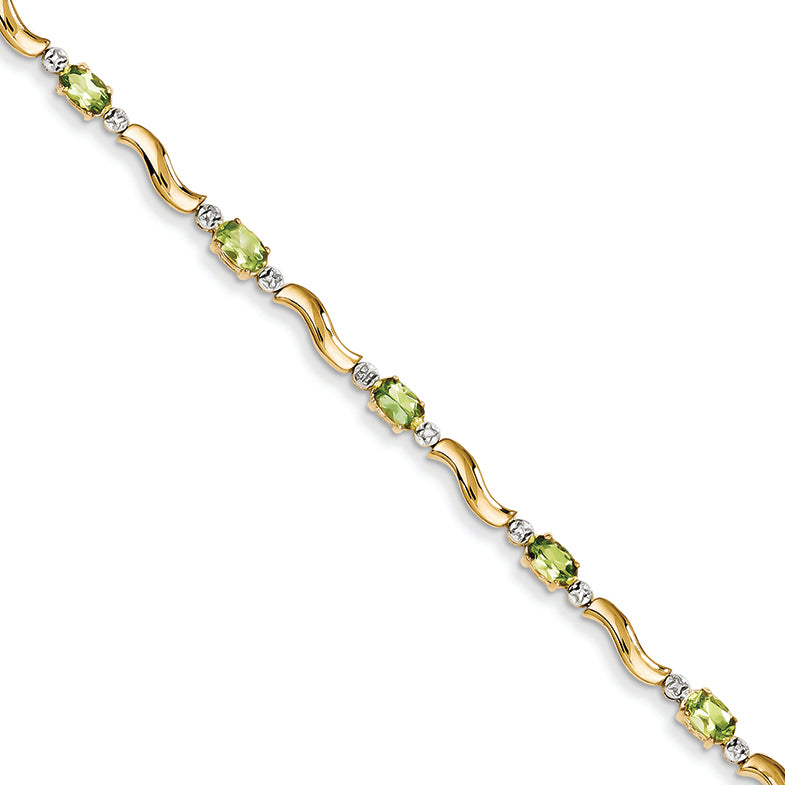 2.6 Carat 14K Gold Completed Fancy Diamond/Peridot Bracelet