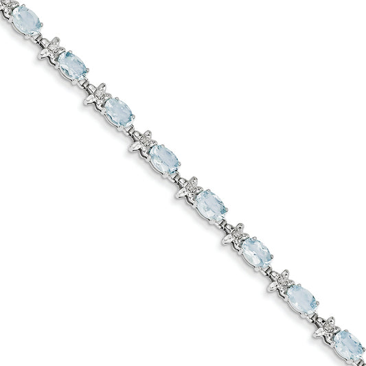 4.9 Carat 14K White Gold Fancy Floral Aquamarine Bracelet