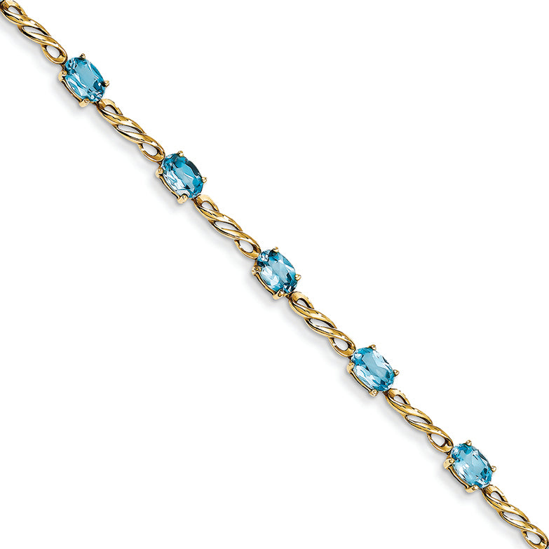 5.3 Carat 14K Gold Blue Topaz Bracelet