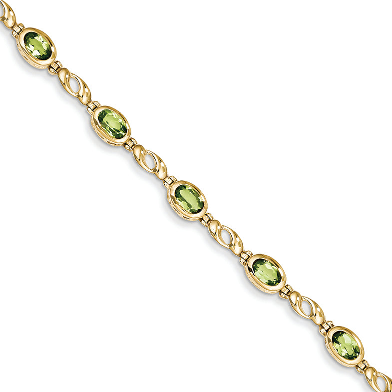 5.7 Carat 14K Gold Peridot Bracelet