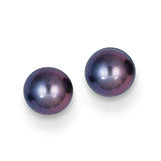 14K Gold 4-4.5mm Black Button Cultured Pearl Stud Earrings