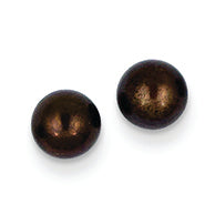14K Gold 5-5.5mm Black Button Cultured Pearl Stud Earrings