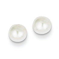 14K Gold 5 - 5.5mm Button Cultured Pearl Stud Earrings