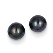 14K Gold 5-5.5mm Black Round Cultured Pearl Stud Earrings