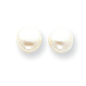 14K Gold 7-7.5mm Button Cultured Pearl Stud Earrings