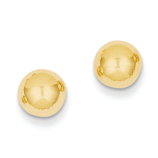 14K Gold Polished 7mm Ball Post Earrings