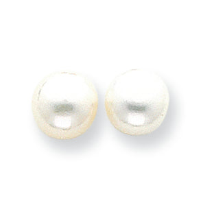 14K Gold 8-8.5mm Button Cultured Pearl Stud Earrings
