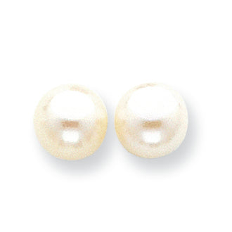 14K Gold 9-9.5mm White Button Cultured Pearl Stud Earrings