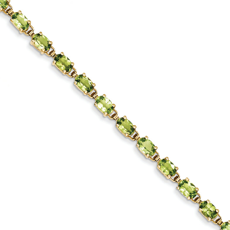 14K Gold 6x4mm Oval Peridot bracelet