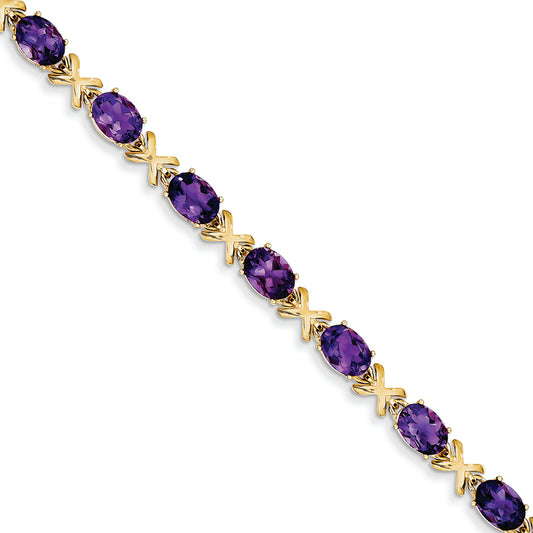 9.5 Carat 14K Gold 7x5mm Oval Amethyst bracelet