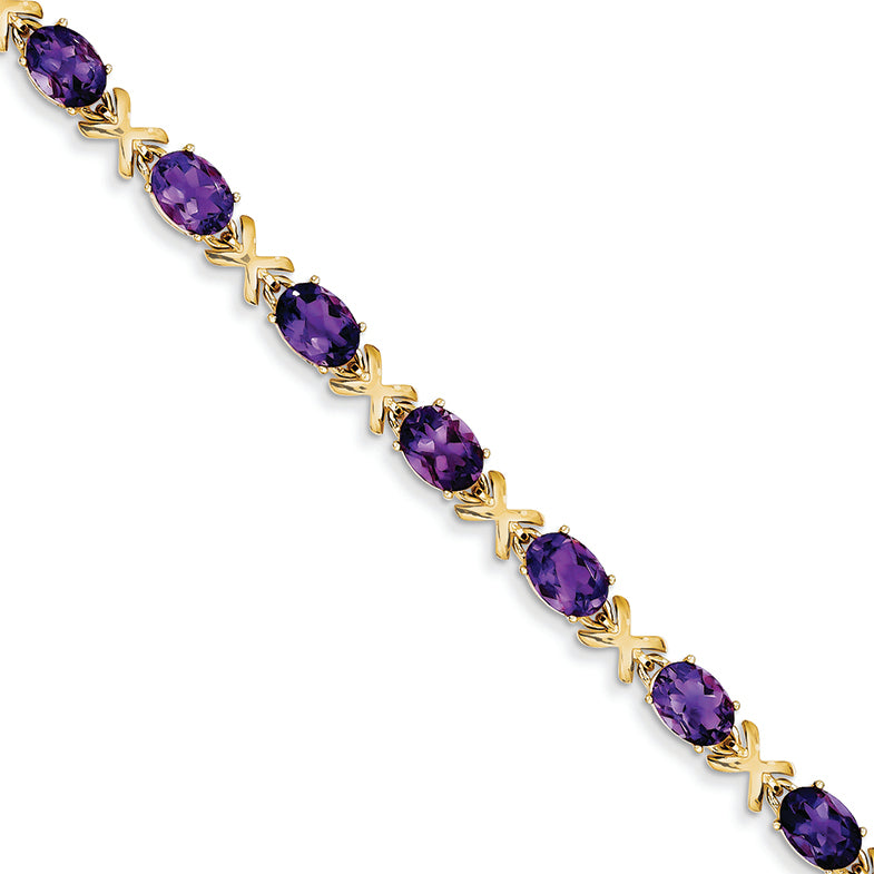 9.5 Carat 14K Gold 7x5mm Oval Amethyst bracelet