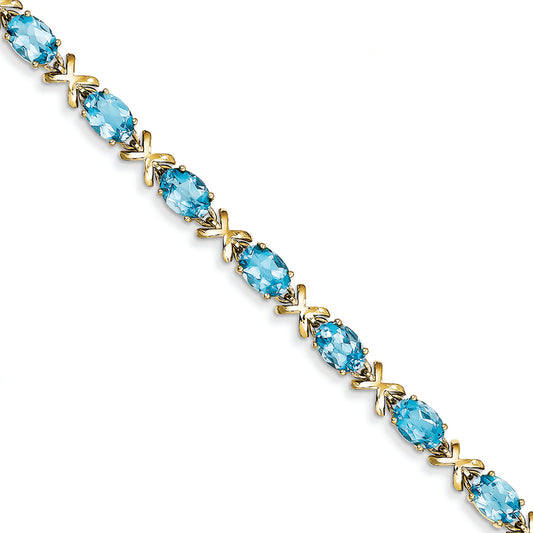 12.6 Carat 14K Gold 7x5mm Oval Blue Topaz bracelet