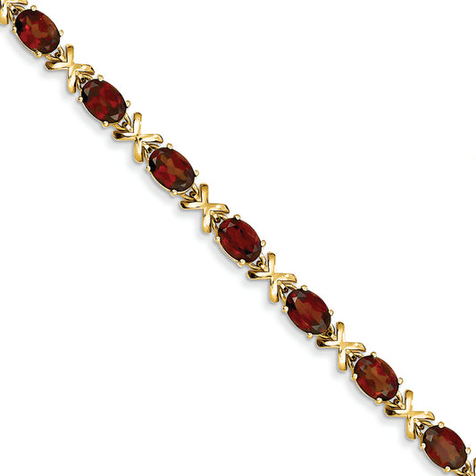 12.6 Carat 14K Gold 7x5mm Oval Garnet bracelet