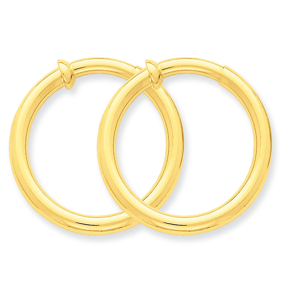 14K Gold Non-Pierced Hoop Earrings