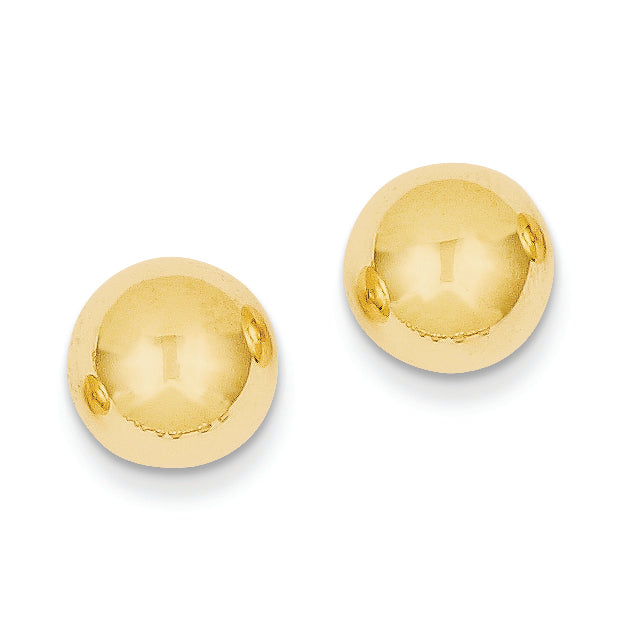 14K Gold Polished 9.0mm Ball Post Earrings