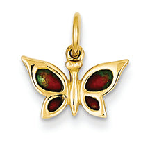 14K Gold Enameled Butterfly Charm