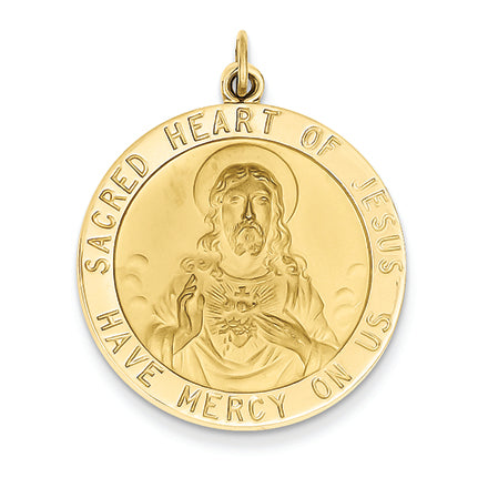 14K Gold Sacred Heart of Jesus Medal Pendant