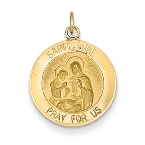 14K Gold Saint Anne Medal Charm