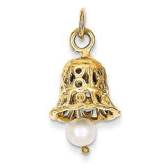 14K Gold Wedding Bell with Pearl Charm