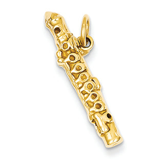 14K Gold 3-D Polished Flute Charm