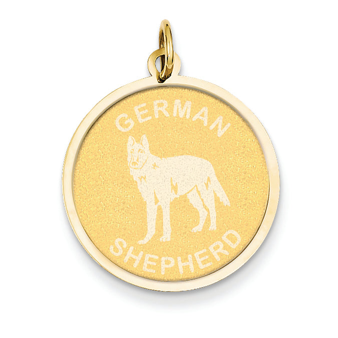 14K Gold German Shepard Disc Charm