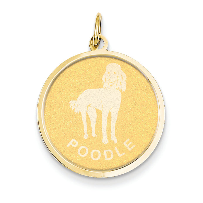 14K Gold Poodle Disc Charm