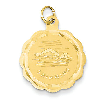 14K Gold Swimming Disc Charm